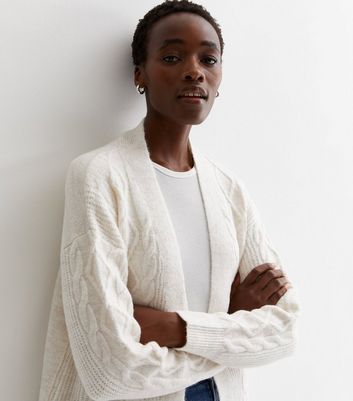 Knitted cream cardigan sale