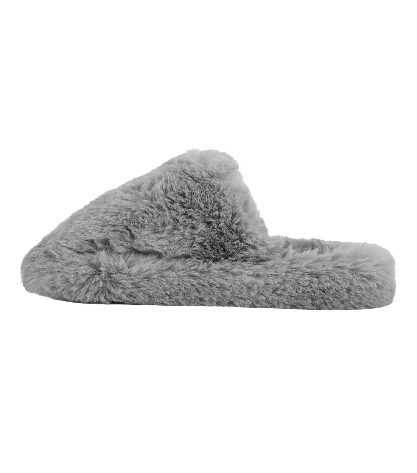 Loungeable Grey Faux Fur Slippers Image 2