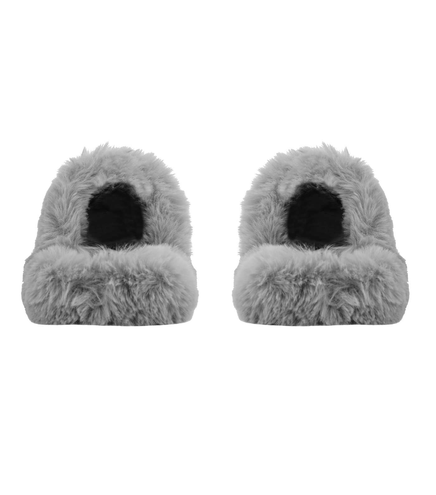 Loungeable Grey Faux Fur Slippers Image 4