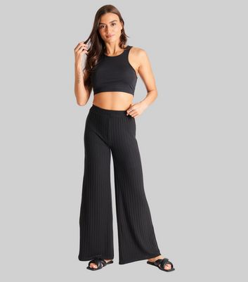 Buy Black Ribbed Flare Pants for Women  ONLY  230022501