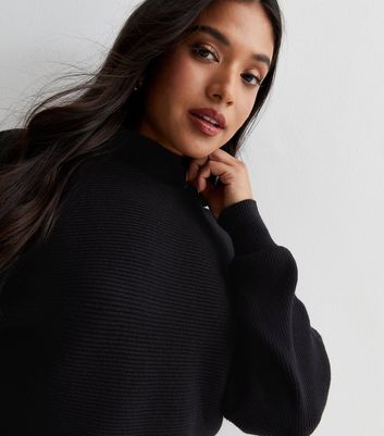 Black high neck outlet cropped jumper