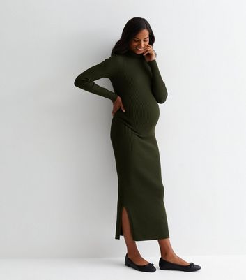 New look hotsell khaki midi dress