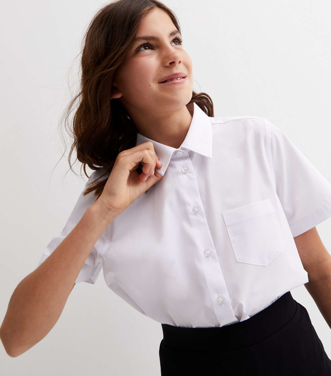 Girls 5 Pack White Short Sleeve Regular Fit School Shirts Image 2