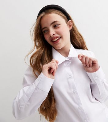 Girls white online school shirts