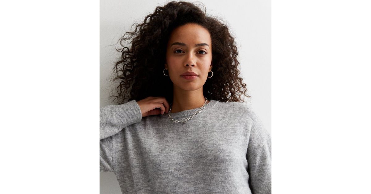 Tall Dark Grey Knit Split Hem Jumper | New Look