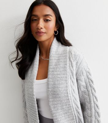 Cable knit cardigan on sale grey