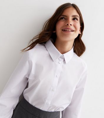 Girls white shop school shirt