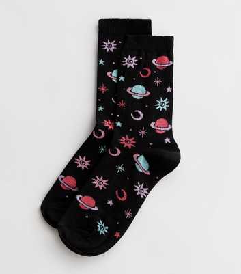 Black Celestial Planets Socks