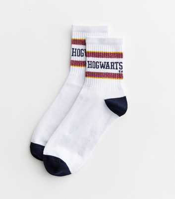 White Stripe Hogwarts Logo Socks