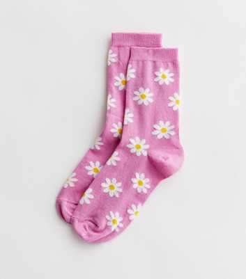 Deep Pink Daisy Socks
