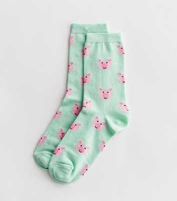 Mint Green Pig Socks