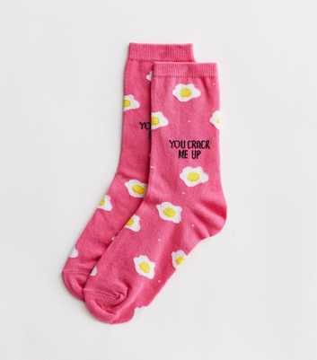 Bright Pink Egg Crack Me Up Logo Socks