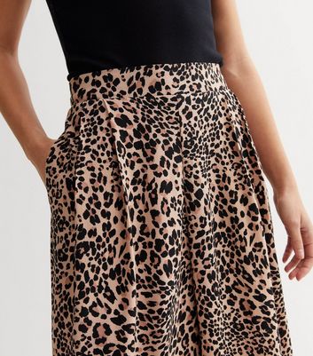 Brown Leopard Print High Waist Crop Trousers New Look