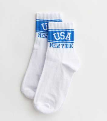 White Stripe USA Logo Socks