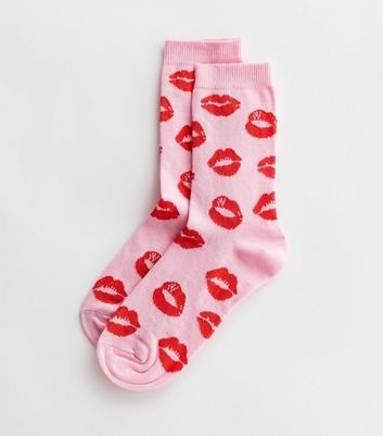 Pink Lips Socks | New Look