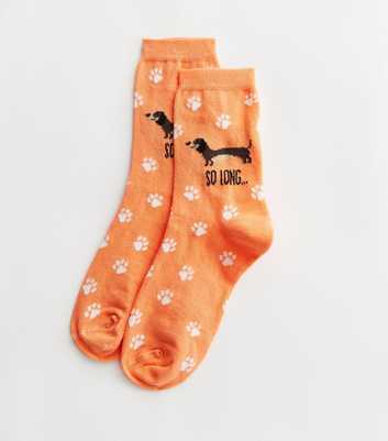 Bright Orange Sausage Dog So Long Socks
