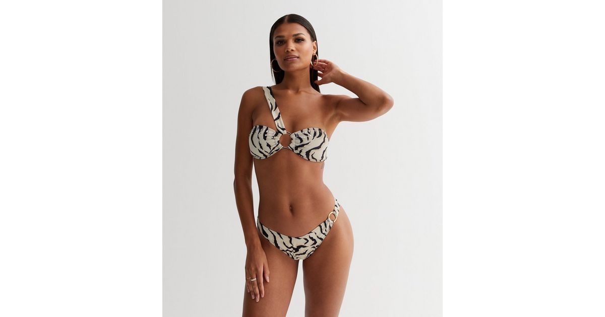 Zebra Printed Activewear Set with Padded One Shoulder Top and Ruching –  MYZIJI