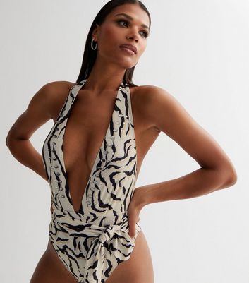 Plunge sale halter swimsuit