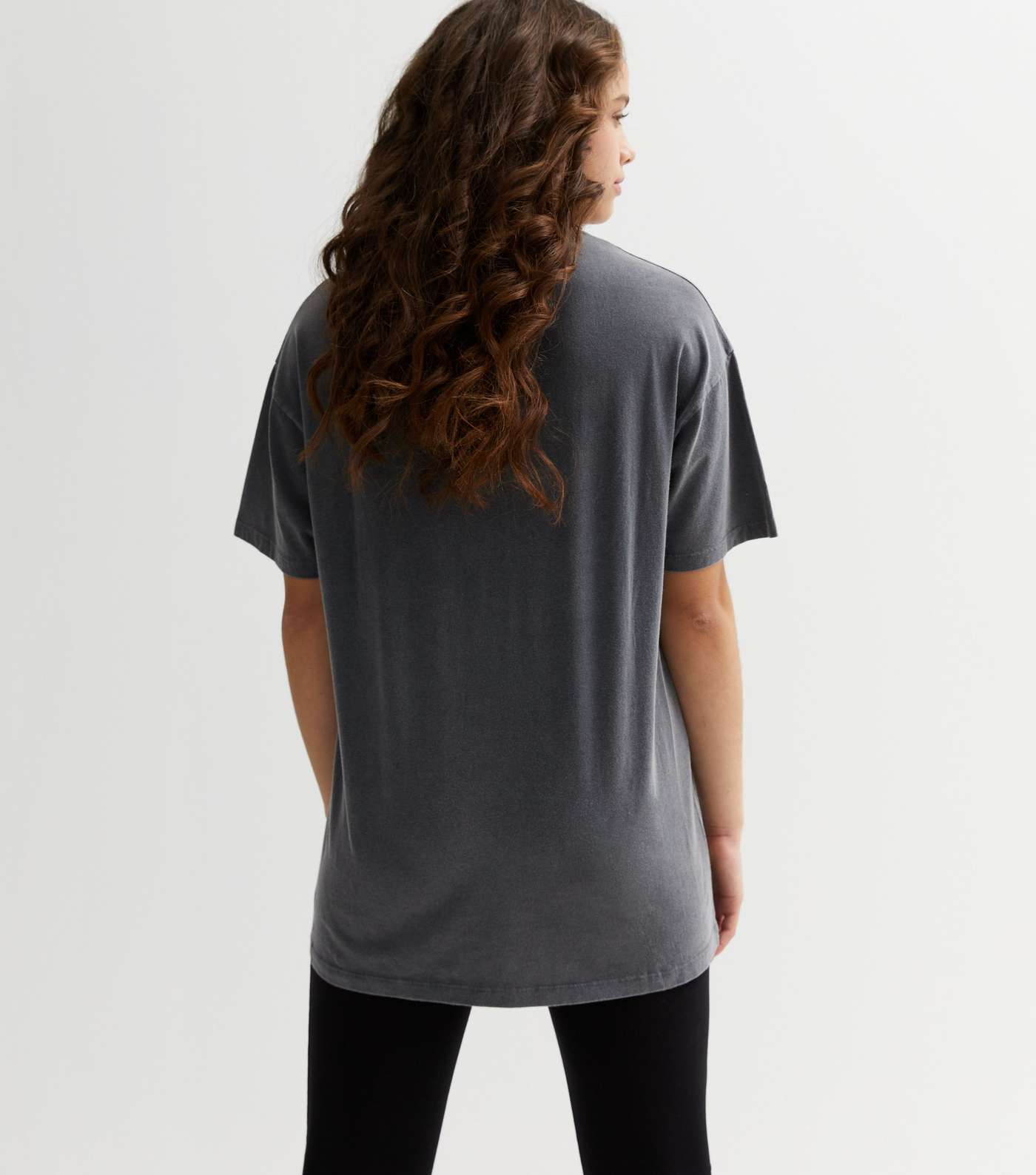 Girls Dark Grey Ombré Energy Logo Long Oversized T-Shirt Image 4