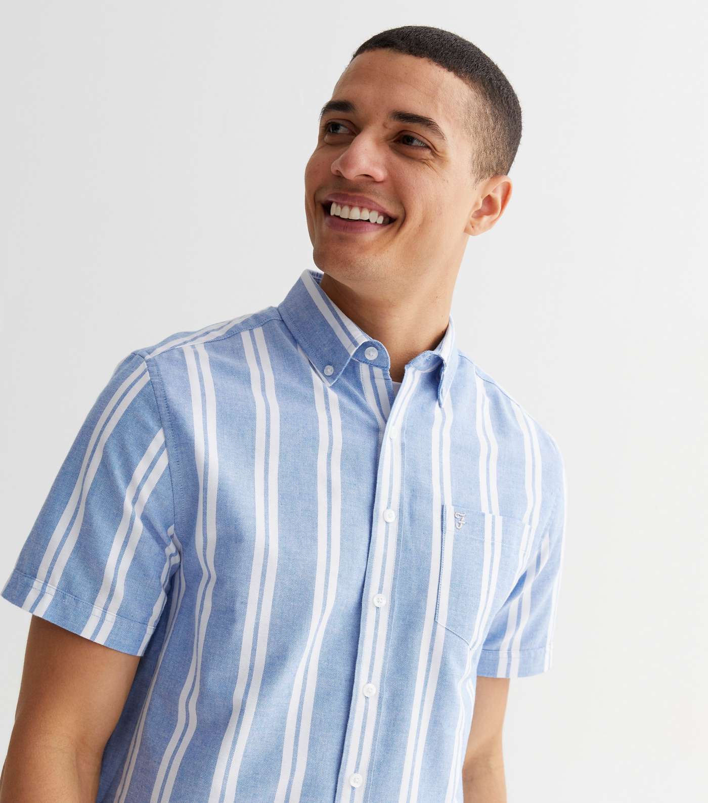 Farah Bright Blue Stripe Short Sleeve Shirt Image 2