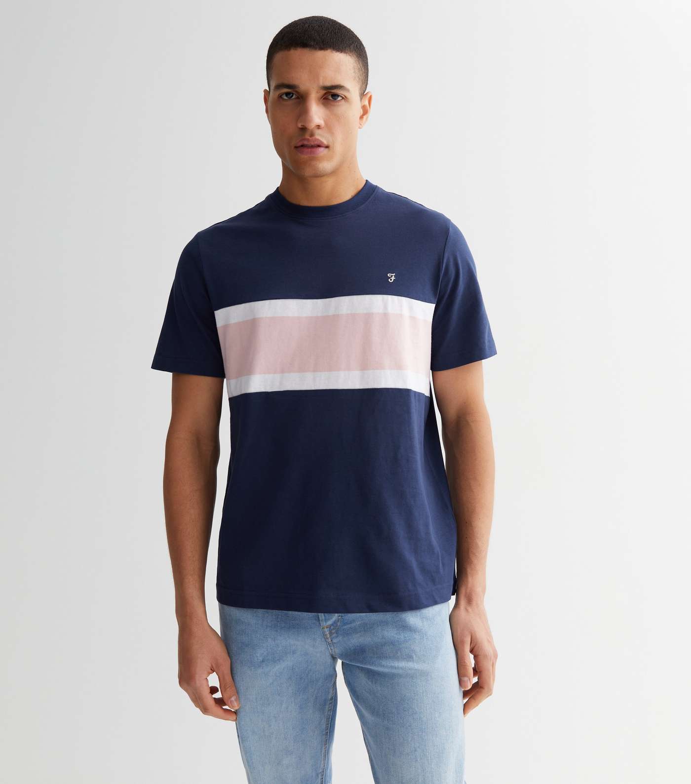 Farah Bright Blue Stripe Chest T-Shirt Image 2