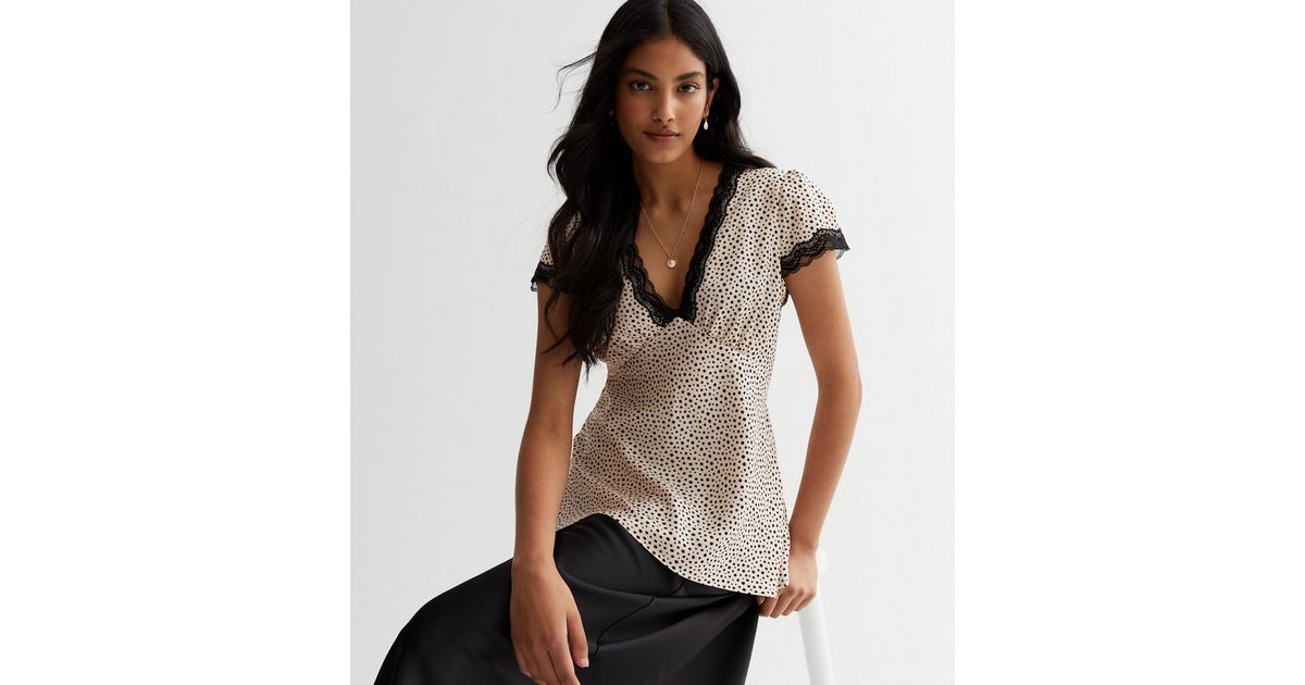 Off White Silky Satin Ruffle Neckline Blouse