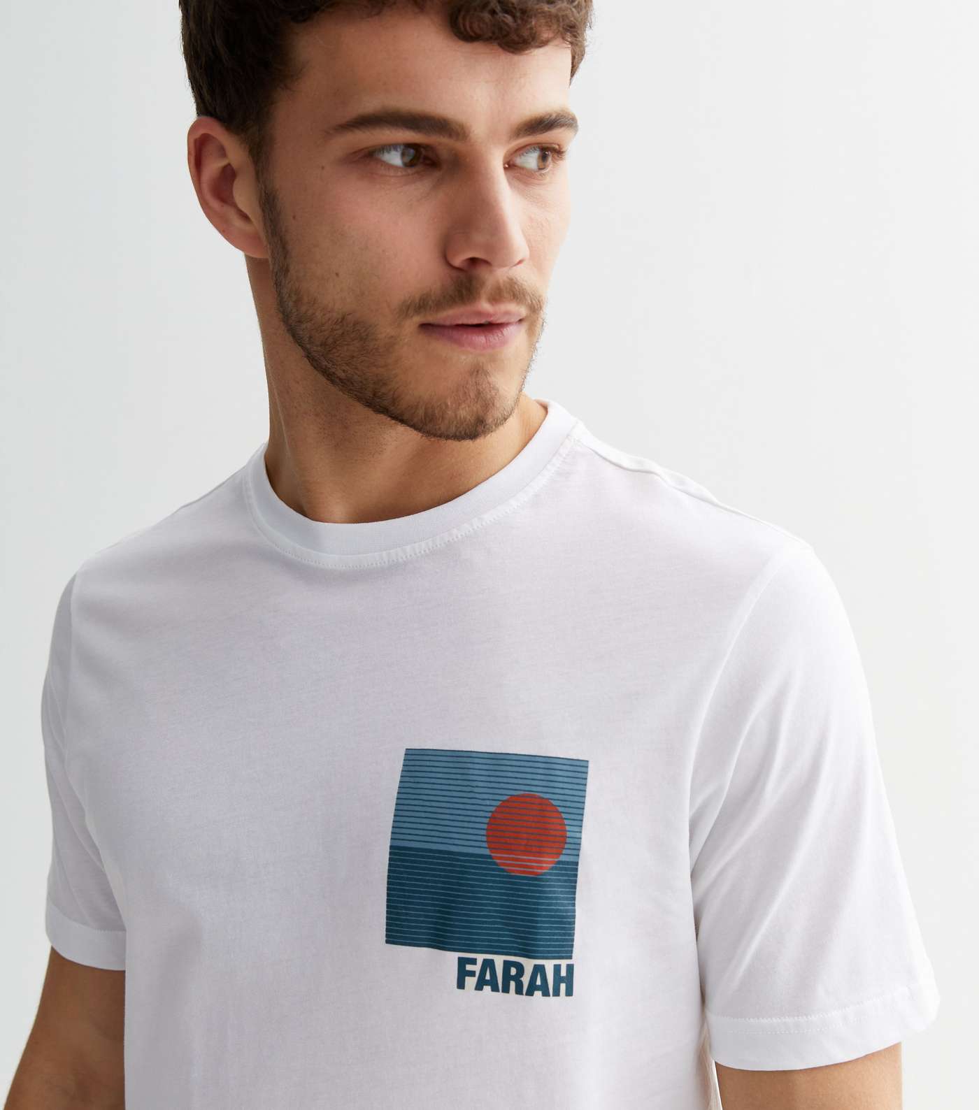 Farah White Sun Chest Logo T-Shirt Image 3