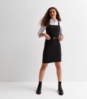 Ladies black 2025 pinafore dress