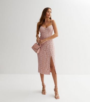 Pale pink shop fitted dress