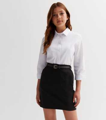 Girls Black Belted School Skirt
