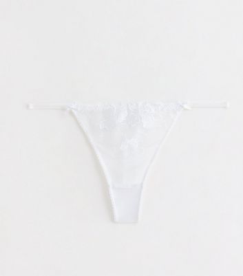 White Floral Embroidered Thong New Look