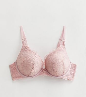 Pink Foil Lace Boost Bra New Look