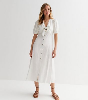 Womens white hot sale linen dress