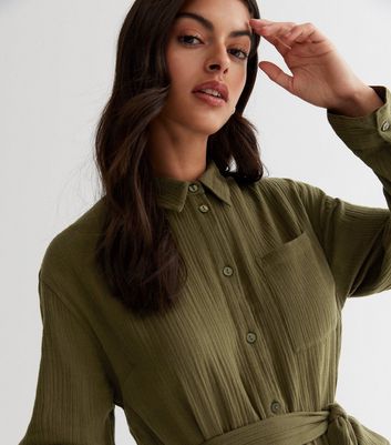 Topshop khaki hot sale shirt dress