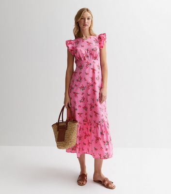 New look pink floral dress best sale