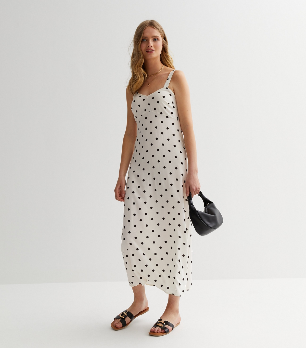 Women's White Spot Strappy Midaxi Dress New Look