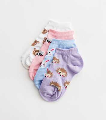 Girls 4 Pack Multicoloured Animal Trainer Socks