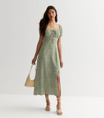 New look green floral hot sale dress