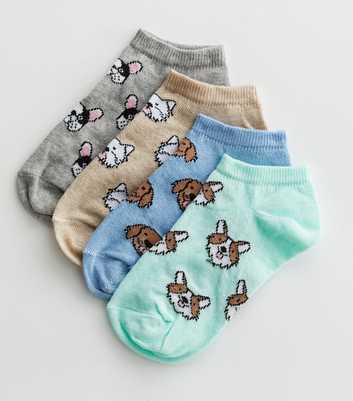 Girls 4 Pack Multicoloured Dog Trainer Socks