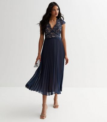 Pleated shop lace gown