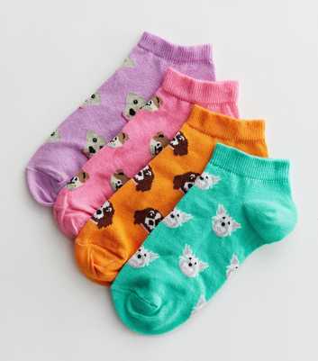 4 Pack Multicoloured Animal Trainer Socks