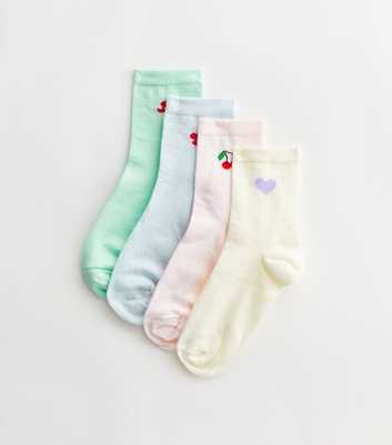 4 Pack Multicoloured Motif Ankle Socks