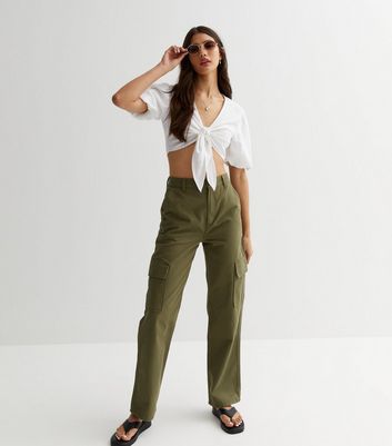 White Linen Blend Tie Front Crop Top | New Look
