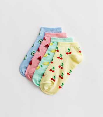 4 Pack Multicoloured Fruit Trainer Socks