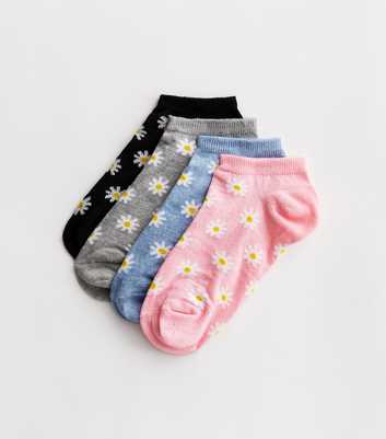 4 Pack Multicoloured Daisy Trainer Socks