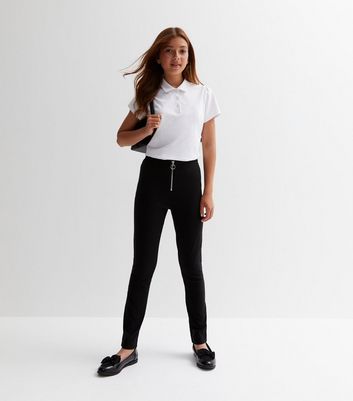 Girls Black Double Button Skinny Trousers | New Look