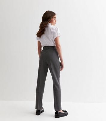 Boys Dark Grey Adjustable Waist Skinny School Trousers | New Look