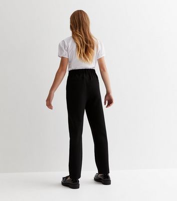 Girls Black School Trousers Straight leg Stretch women office work trouser  | eBay
