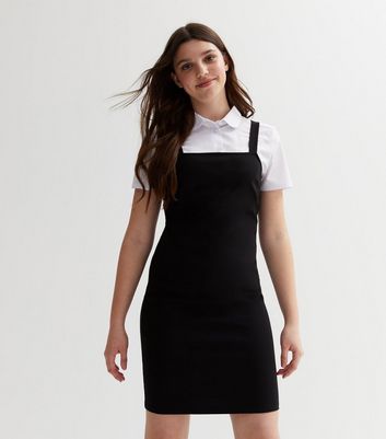 Girls Black Pinafore Dress New Look