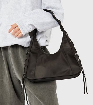 Skinnydip Black Nylon Lace Up Shoulder Bag